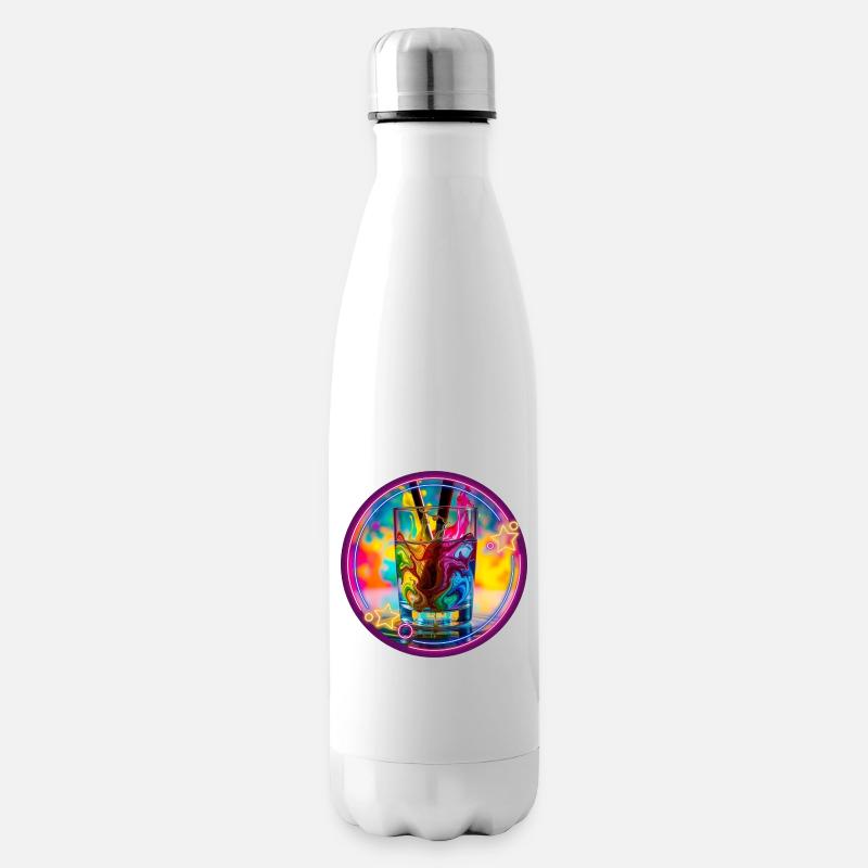 Farbiges Neon-Psyedelisches Glas - Isolierflasche - Weiß
