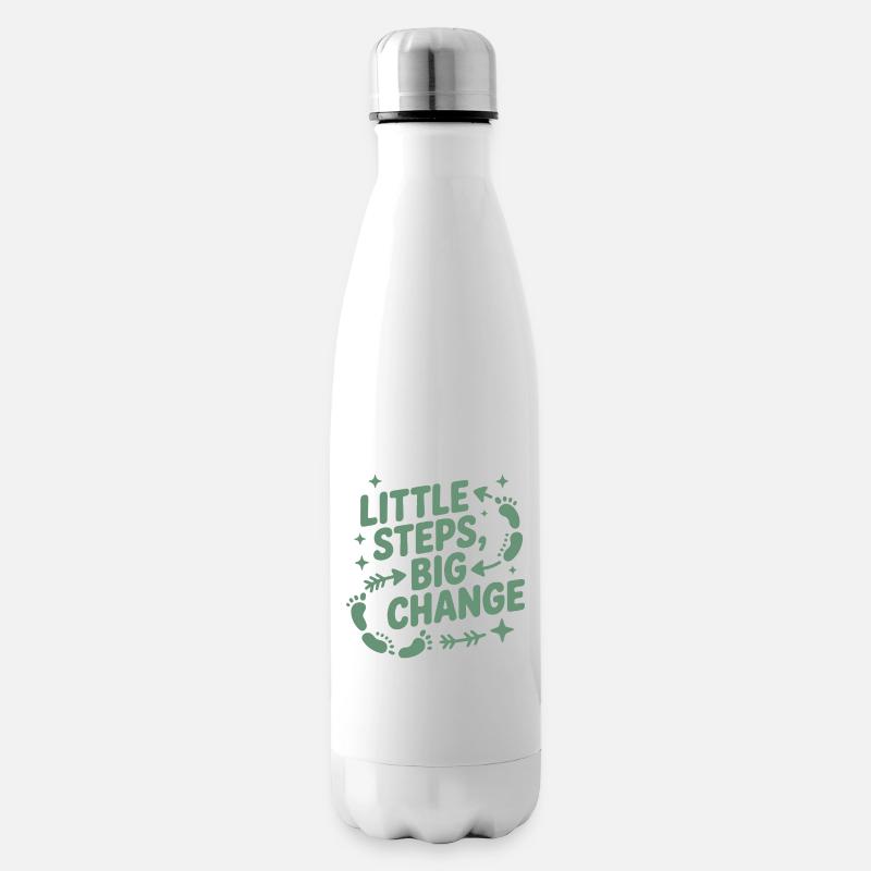 Kleine Schritte, große Veränderung - Isolierflasche - Weiß