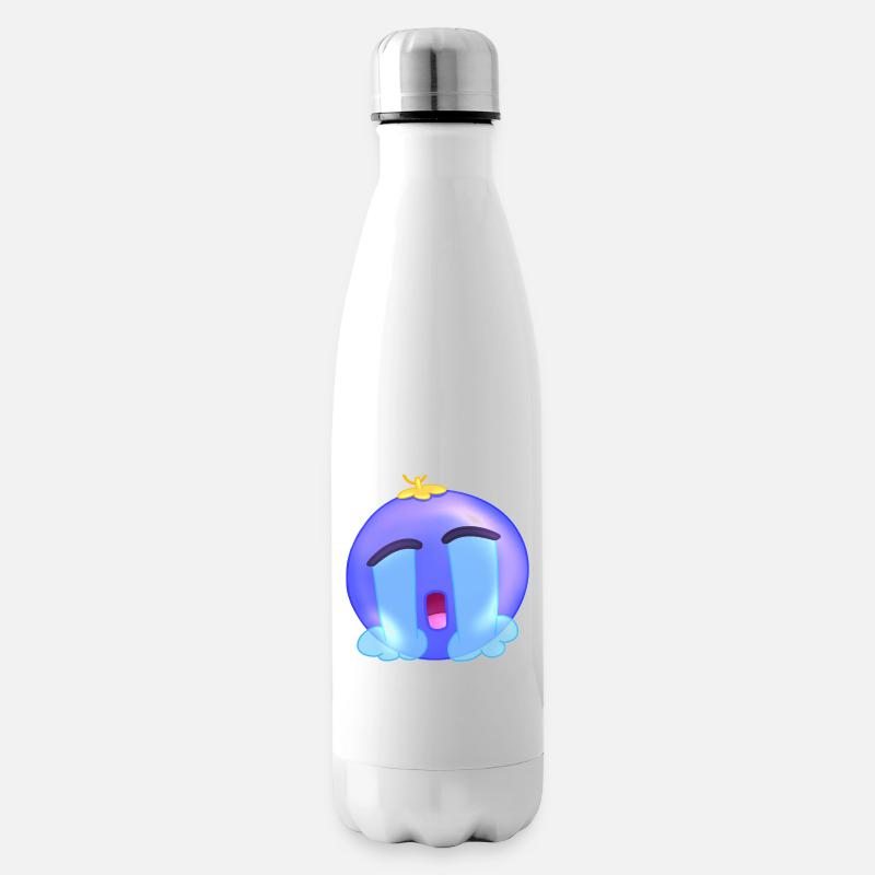 Trauriger blau-lila Weihnachtsball - Isolierflasche - Weiß