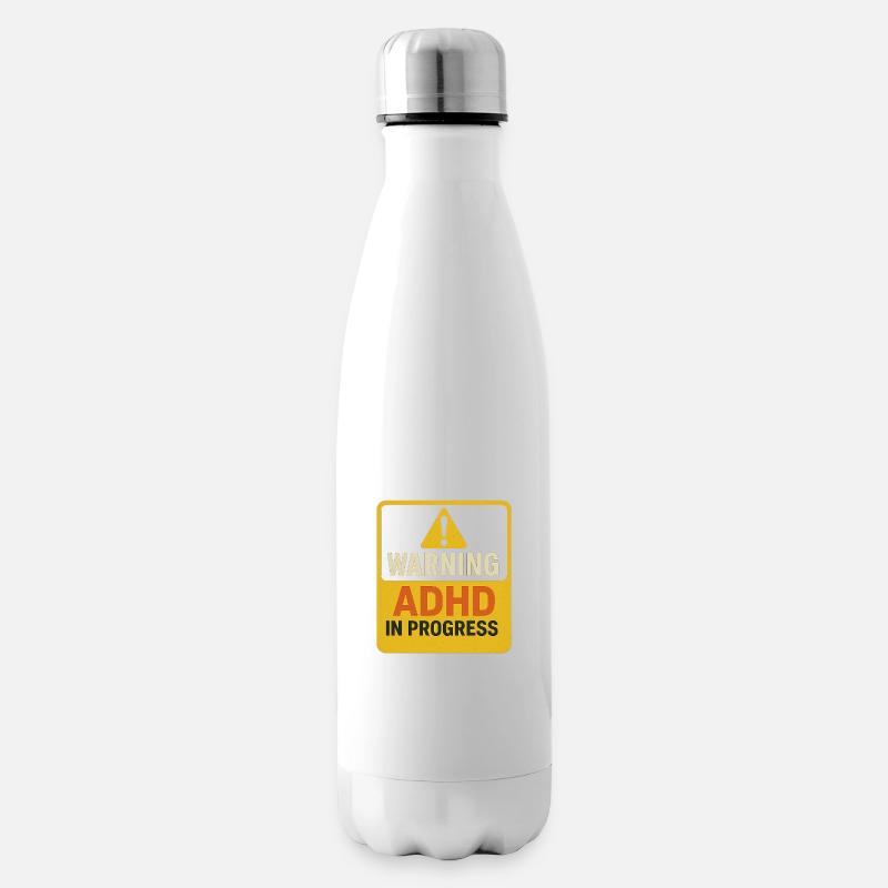 Warning ADHD In Progress - Insulated Water Bottle - white