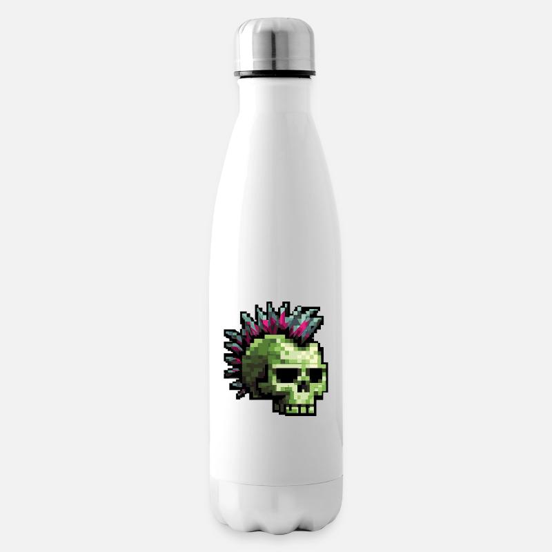 Pixel Punk Skull - Isolierflasche - Weiß