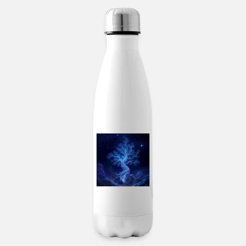 Blue Lightning Tree Night Art - Insulated Water Bottle - white