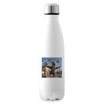 Funny Otter with Pancake Chaos Design - Insulated Water Bottle - white - Right