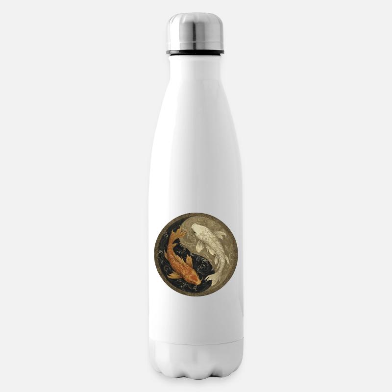 Koi Yin-Yang Medaillon - Isolierflasche - Weiß
