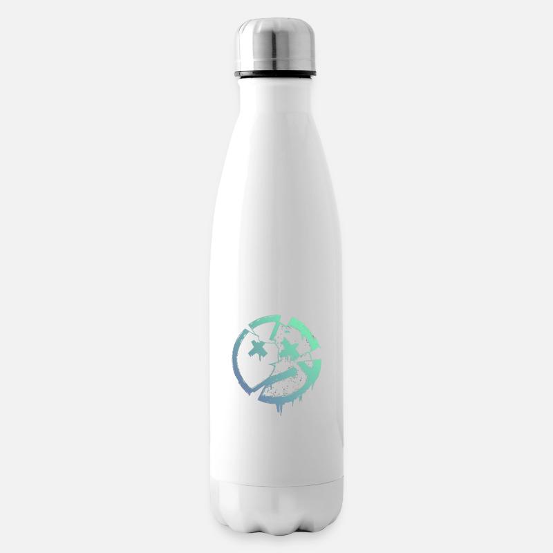 Grunge-Kreis mit X – Druck - Isolierflasche - Weiß