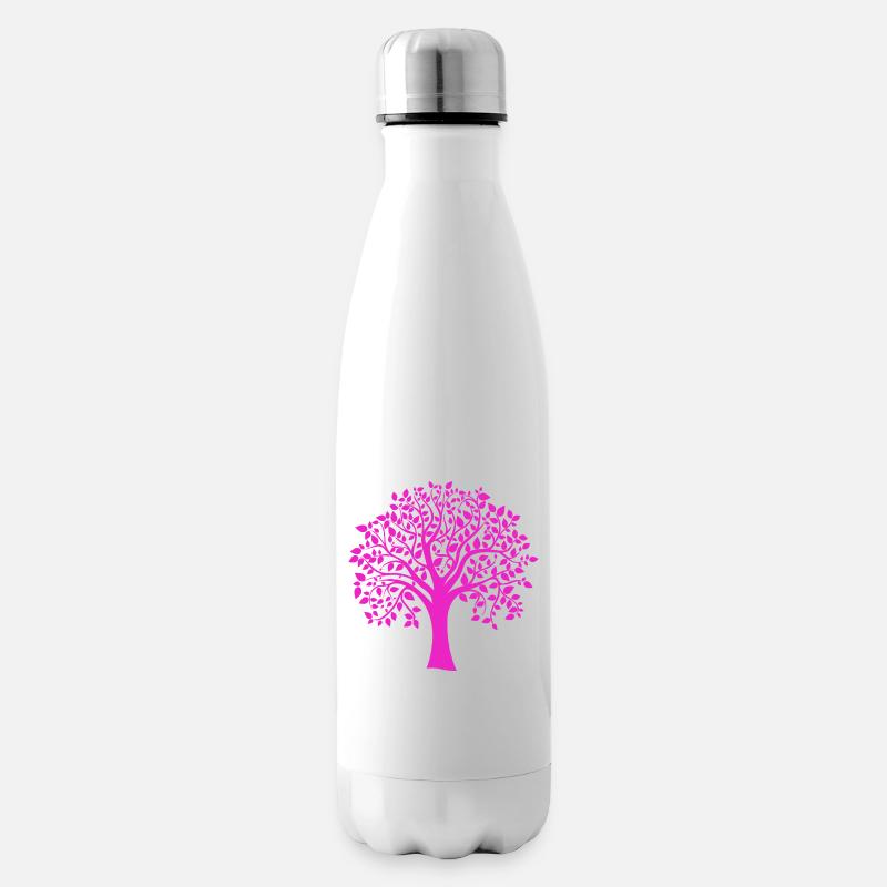 Rosa Jumbo-Baum-Muster-Silhouette - Isolierflasche - Weiß
