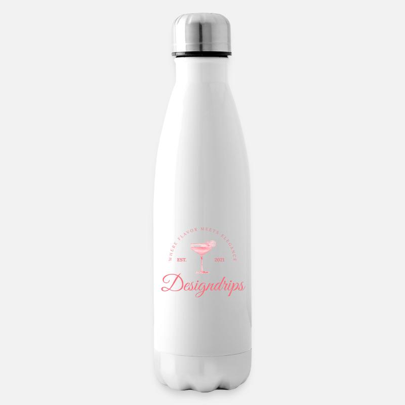 Rosa Print – Flavor meets Elegance - Isolierflasche - Weiß