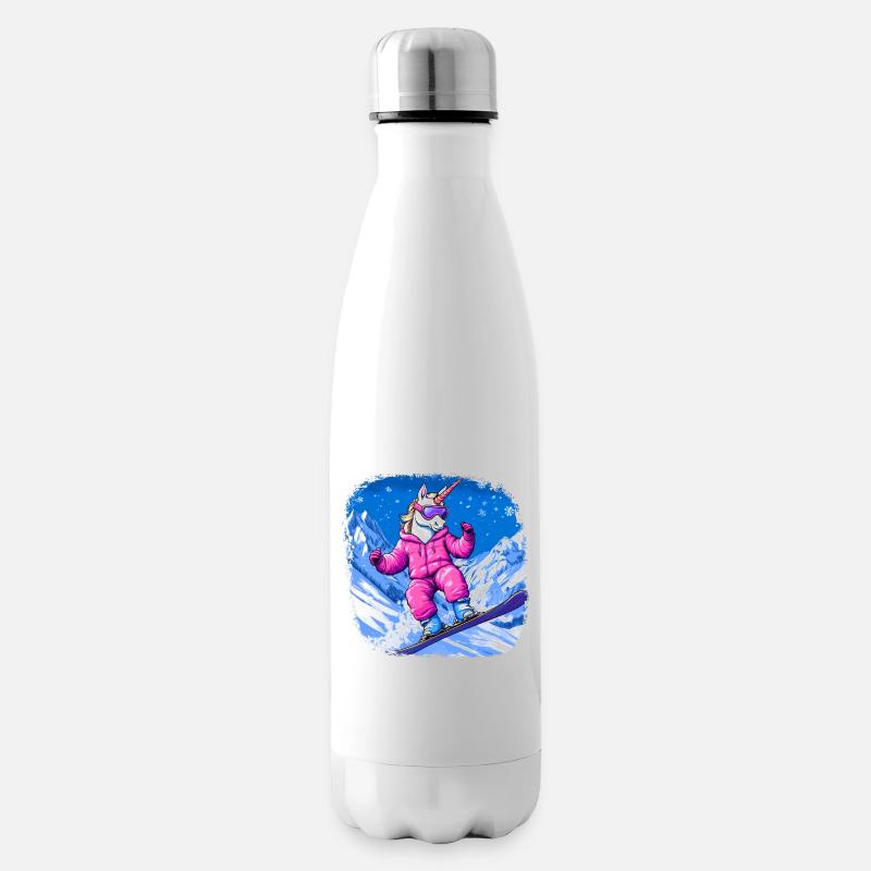 Einhörner Snowboard - Isolierflasche - Weiß