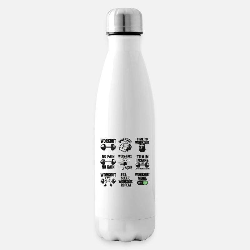 Power Gym Black Patterns Workout - Insulated Water Bottle - white