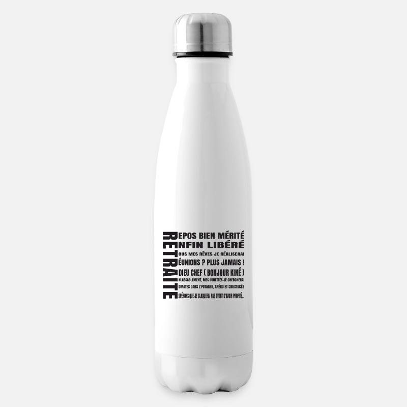 RETRAITE (texte noir) - Bouteille isotherme - blanc