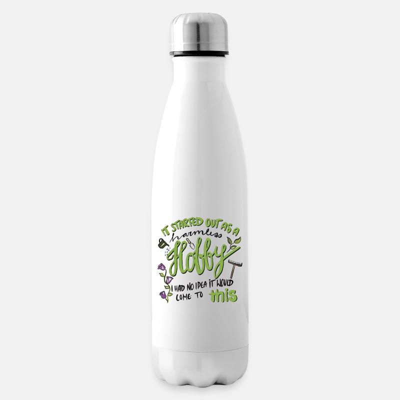 Gartenhobby mit Leidenschaft - handgezeichnet - Isolierflasche - Weiß