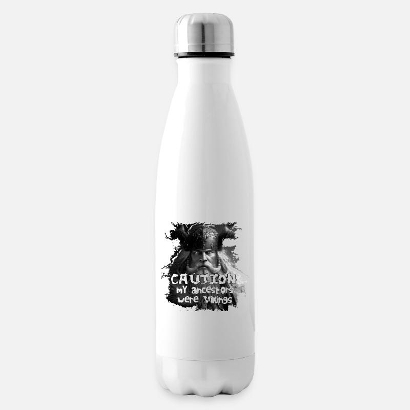 Caution_my_ancestors_were_Vikings - Bouteille isotherme - blanc