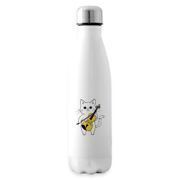 Cute Cat Playing Cello Chat - Insulated Water Bottle - white - Right