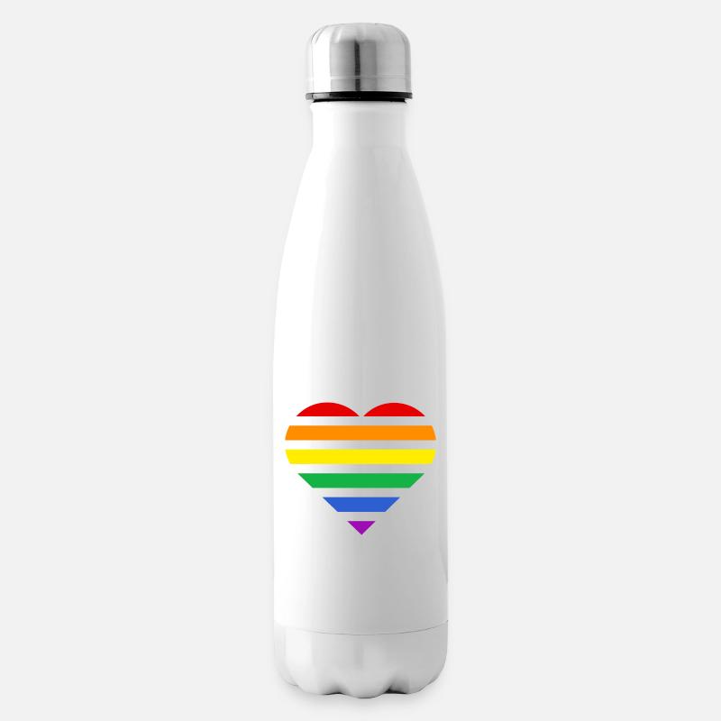 Pride Flag Heart · Classic Rainbow - Isolierflasche - Weiß