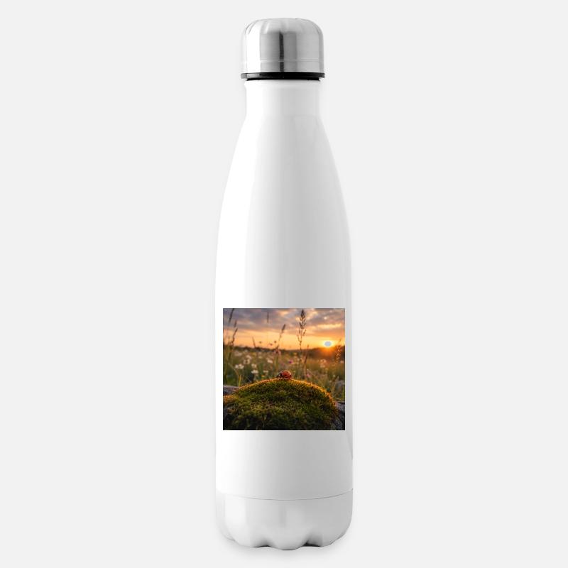 Ladybug in sunset and moss - Insulated Water Bottle - white