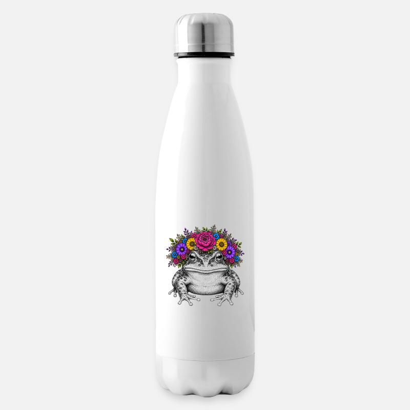 Grenouille avec corolle florale - Bouteille isotherme - blanc
