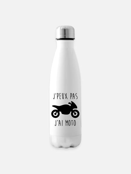 j'peux pas j'ai moto, t-shirt moto - Bouteille isotherme - blanc