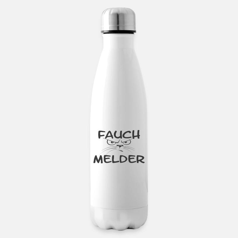 "Fauch detector" chat gris - Bouteille isotherme - blanc
