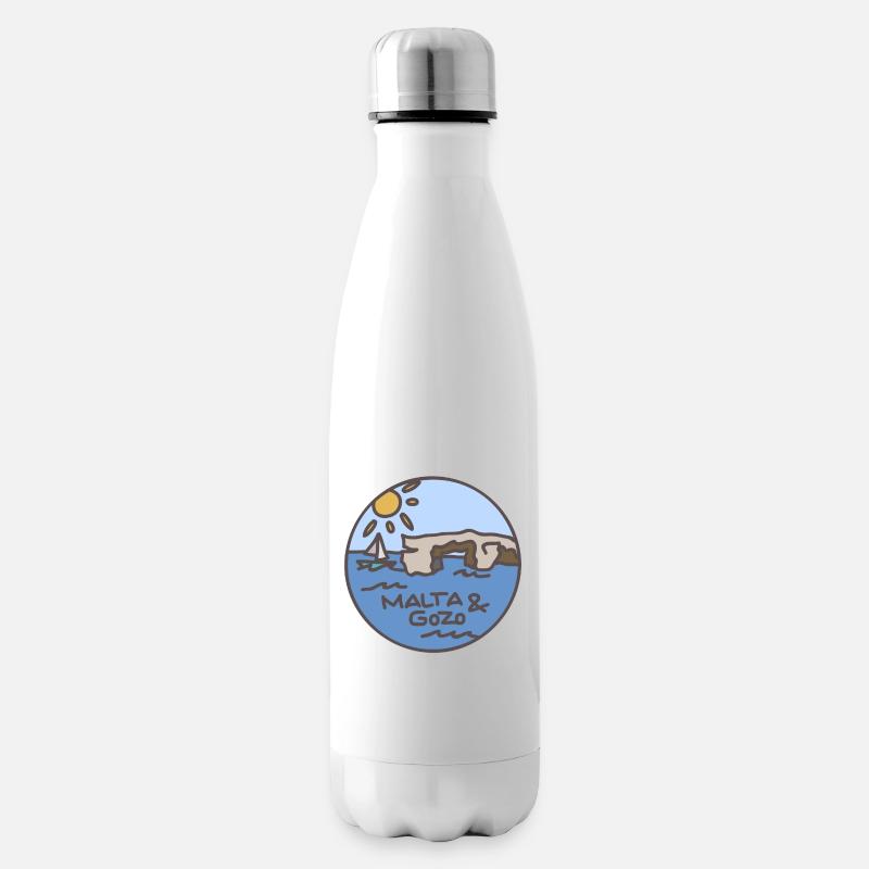 Malte / Gozo Illustration - Bouteille isotherme - blanc