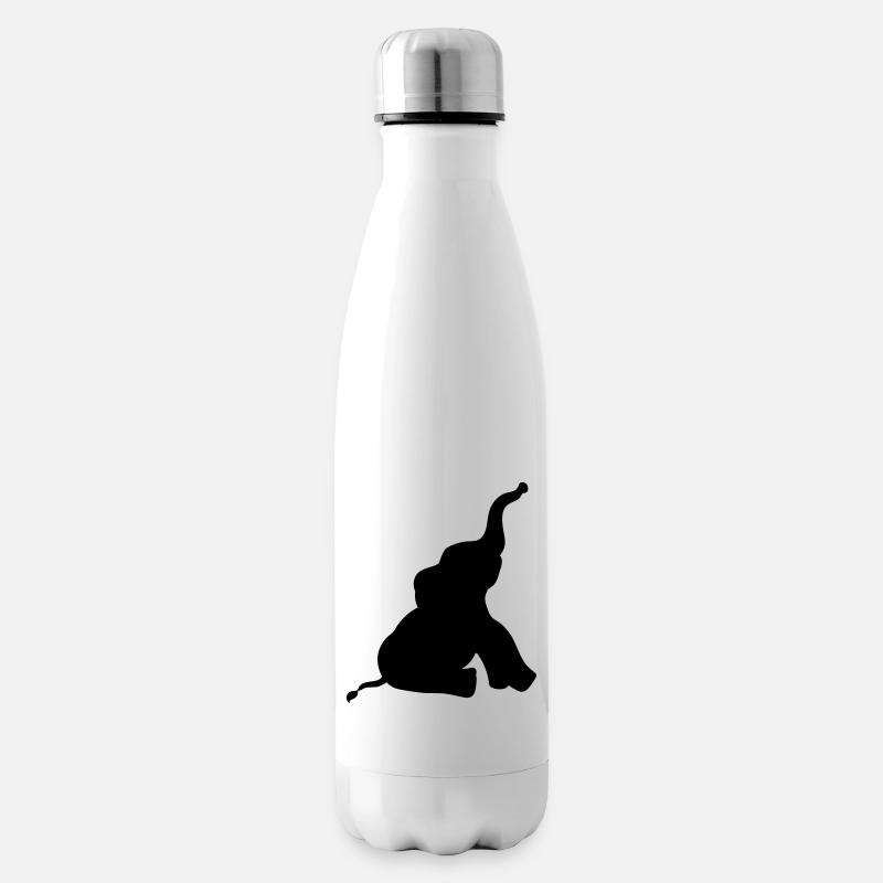 silhouette schatten umriss elefant klein sitzend s - Isolierflasche - Weiß