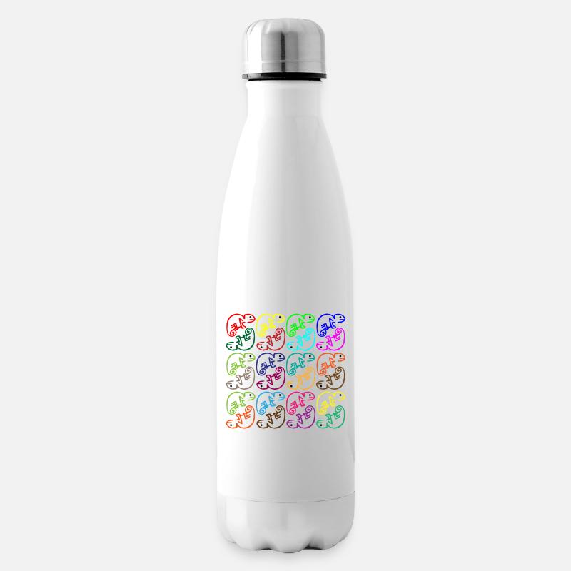 Chamäleon buntes Treiben - Isolierflasche - Weiß