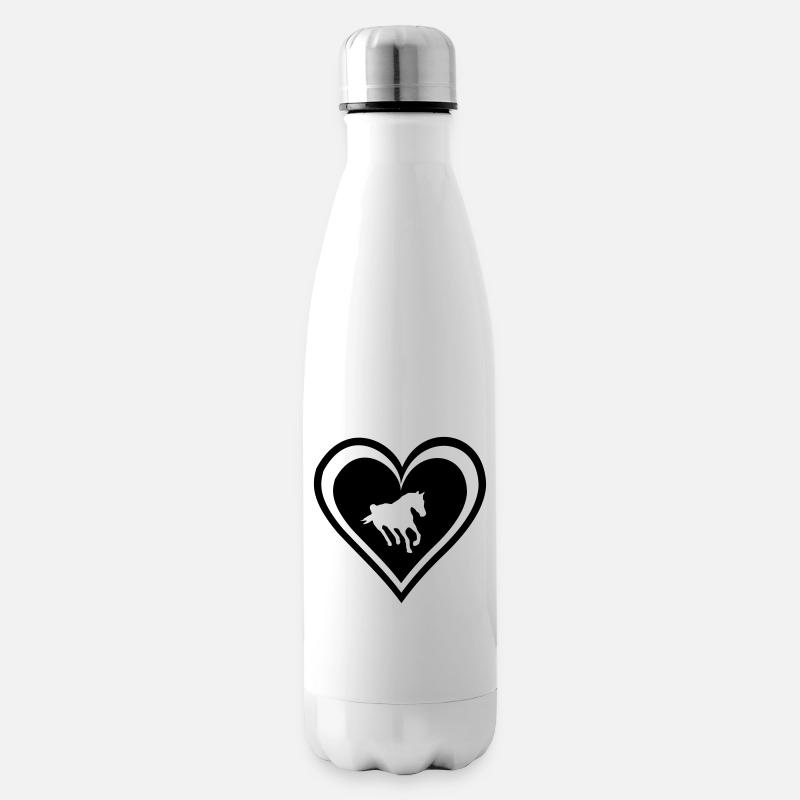 Herz mit Pferd - Isolierflasche - Weiß