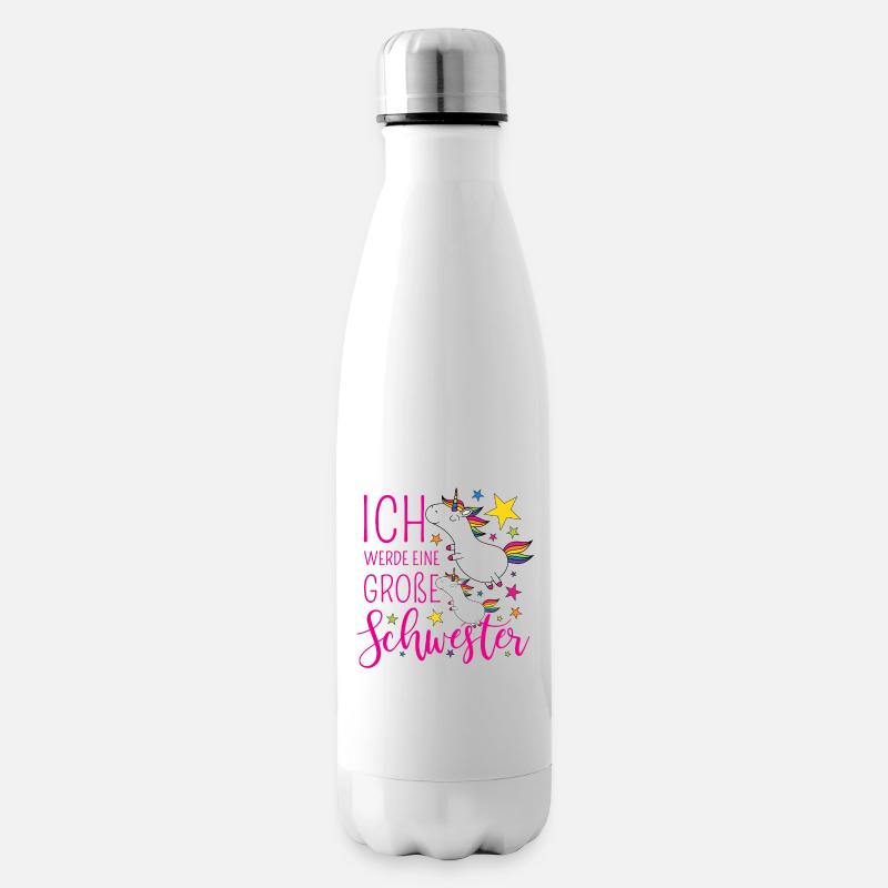 Große Schwester Einhorn Einhörner pink Sterne bunt - Isolierflasche - Weiß