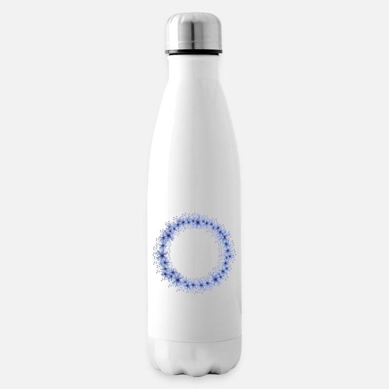 leuchtender blauer Kornblumen Blüten Kranz - Isolierflasche - Weiß