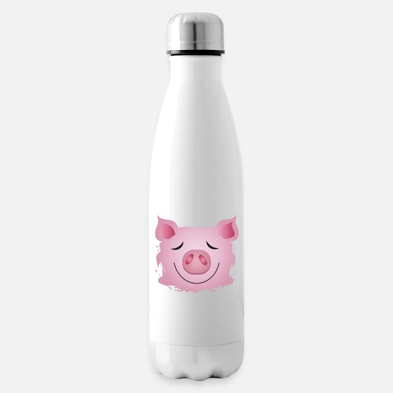Kopf eines Schweins - Glücksschwein Graffiti - Isolierflasche - Weiß