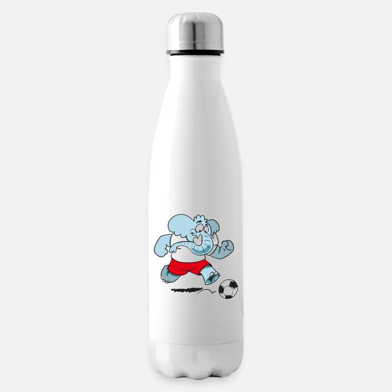Elefant Fussballer - Isolierflasche - Weiß