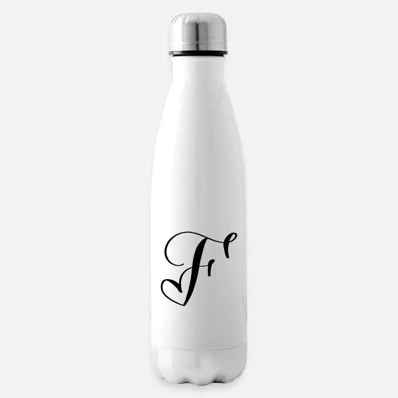 Herz F - Isolierflasche - Weiß