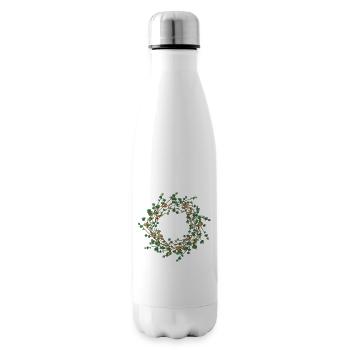 zart filigran gestalteter Lärchenkranz als Rahmen - Isolierflasche - Weiß - Rechts