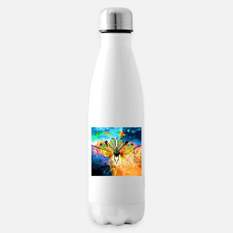 Bunter Falter im Farbmeer - Isolierflasche - Weiß