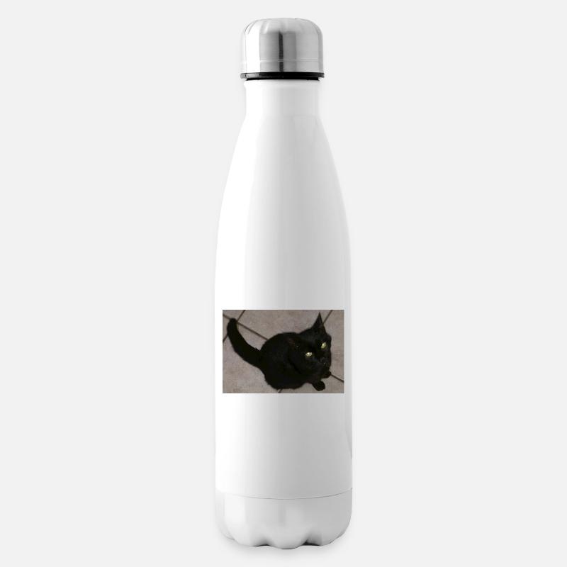 Schwarze Katze - Isolierflasche - Weiß
