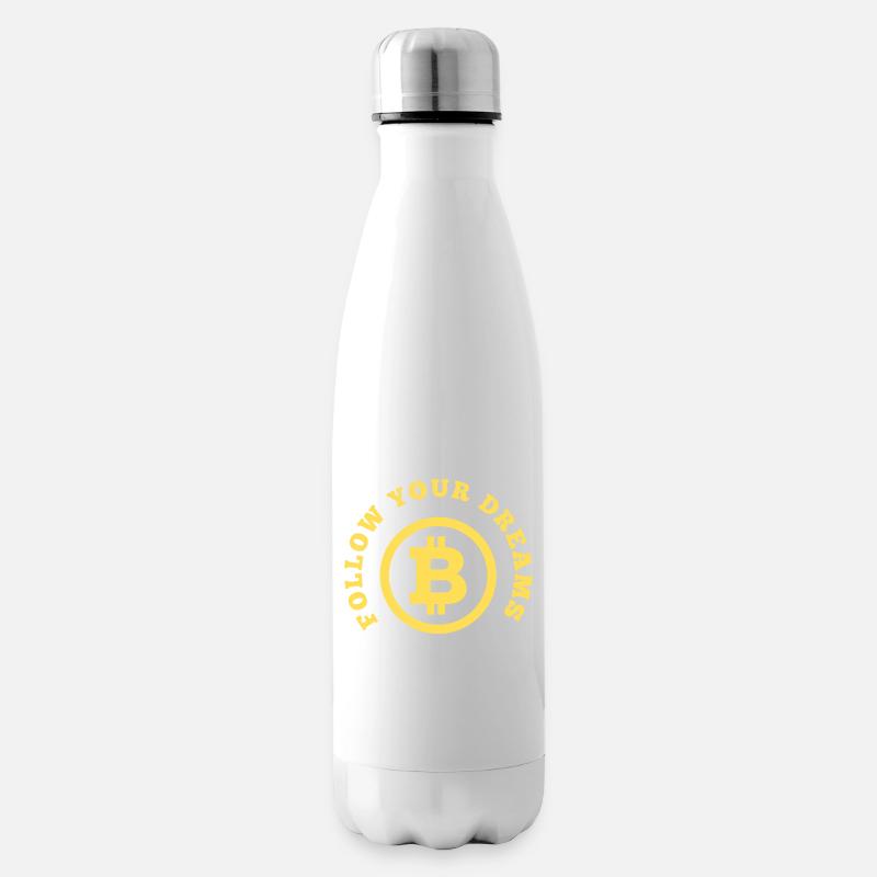 Follow your Dreams and Krypto BTC Gelb - Isolierflasche - Weiß
