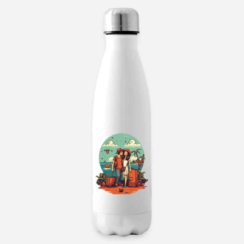 Reisen mit Liebe - Isolierflasche - Weiß