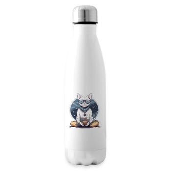 Meditating Cat - Insulated Water Bottle - white - Right