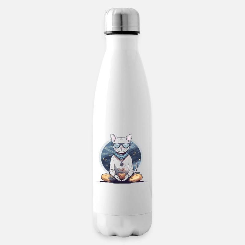 Meditating Cat - Isolierflasche - Weiß