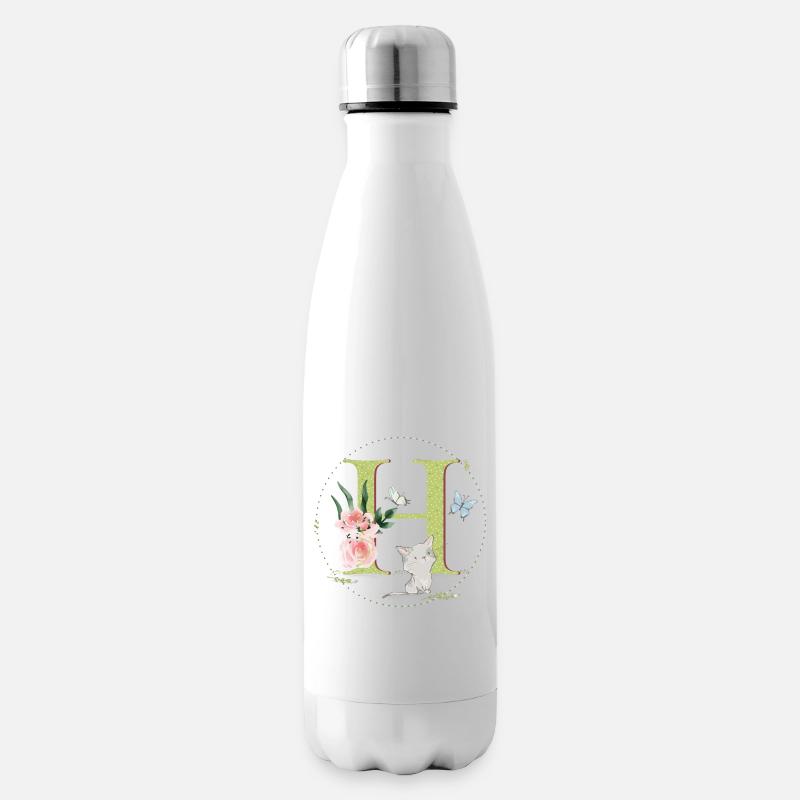 Initial letter A with cat - Insulated Water Bottle - white