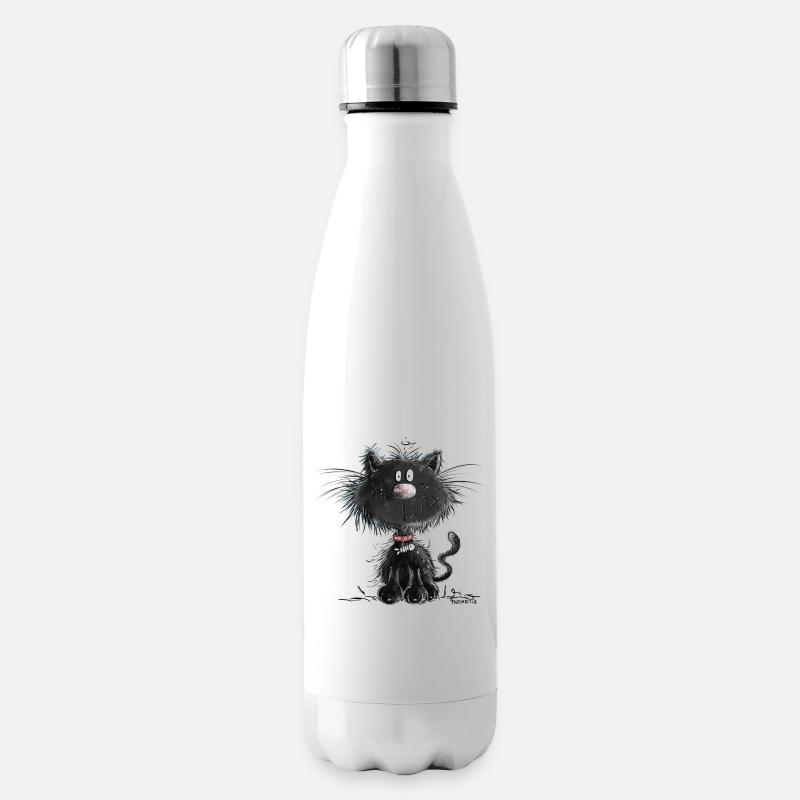 Drollige Schwarze Katze - Isolierflasche - Weiß