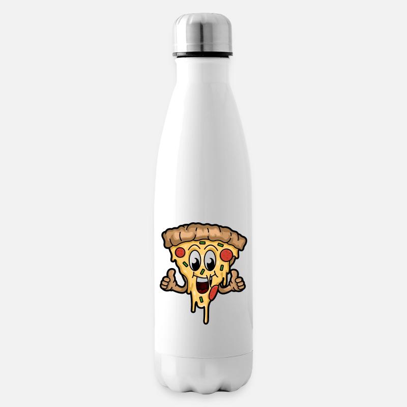 Tranche de pizza heureuse - Bouteille isotherme - blanc