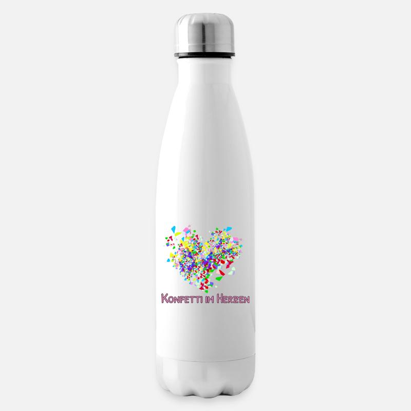 Konfetti, Herz, karneval, Konfettiherz - Isolierflasche - Weiß