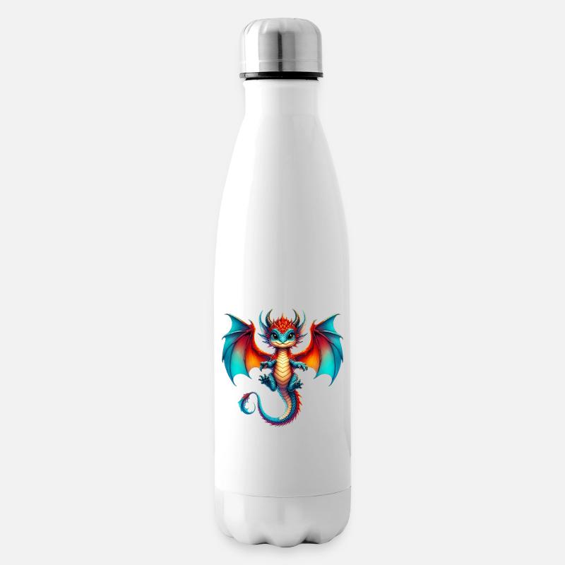Drache - Isolierflasche - Weiß