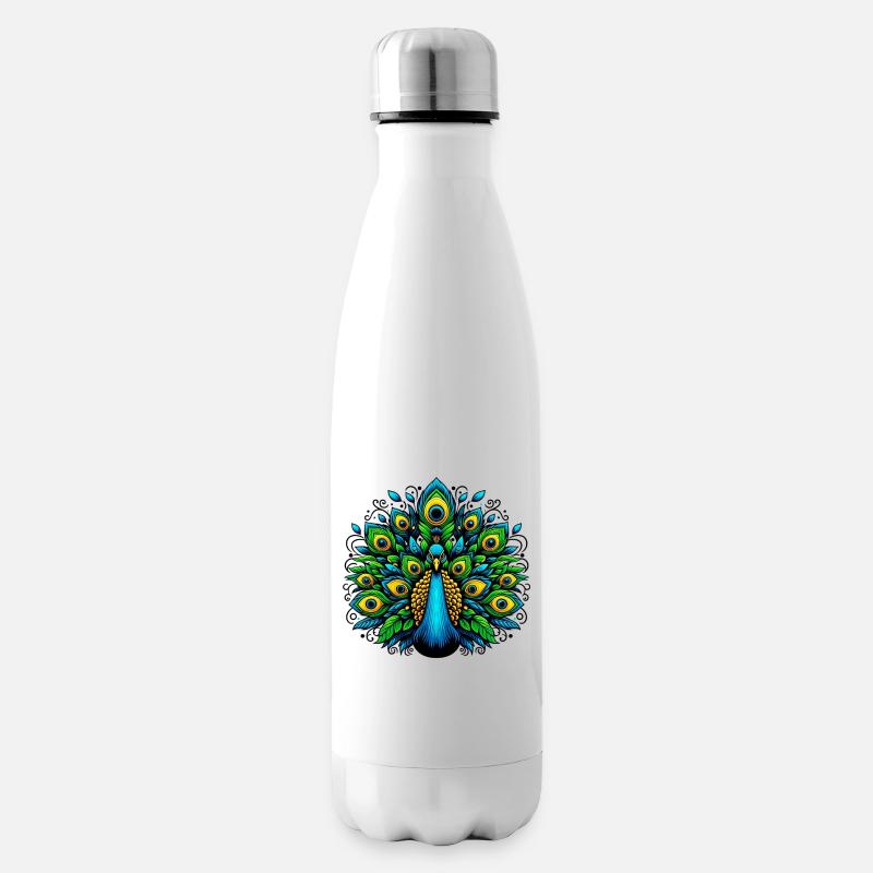 Peacock - Insulated Water Bottle - white