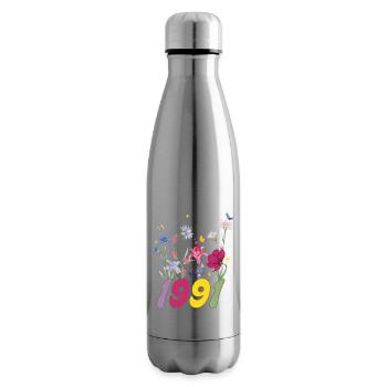 Year of birth 1991 wildflowers - Insulated Water Bottle - silver - Right