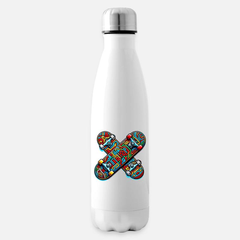 Skateboard - Isolierflasche - Weiß