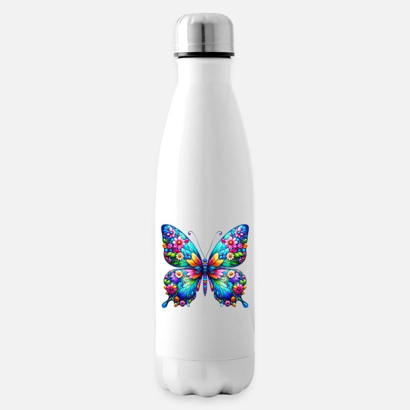 Schmetterling - Isolierflasche - Weiß