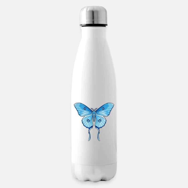 Geometrischer Blauer Schmetterling - Isolierflasche - Weiß