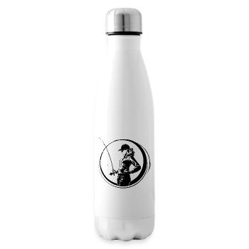 Fishing Woman Silhouette - Insulated Water Bottle - white - Right