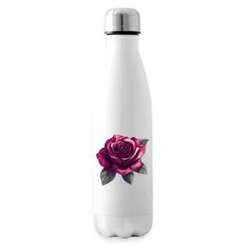 Dark Rose Blossom Illustration - Insulated Water Bottle - white - Right